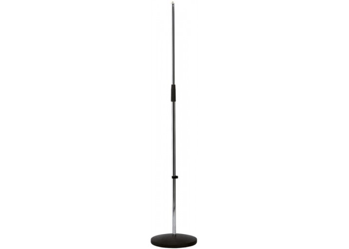 K&M 26010-300-02 прямая микрофонная стойка, круглое основание, высота 870-1575 мм, цвет хром