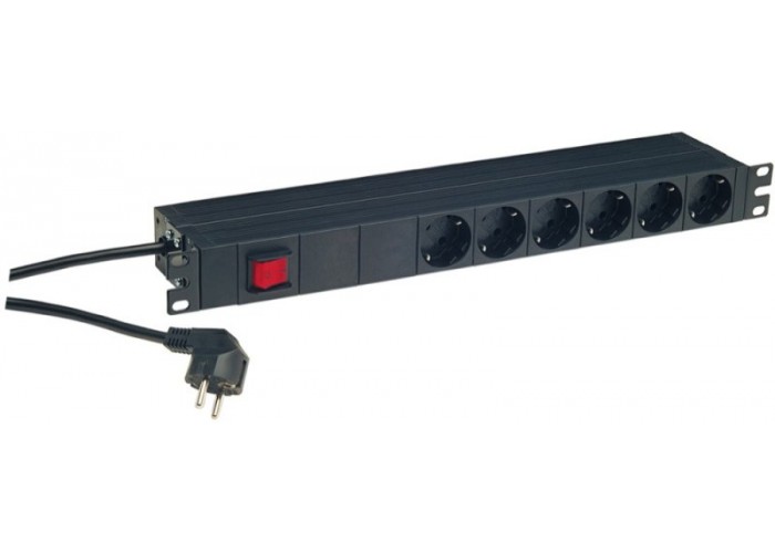 K&M 28676-000-55 сетевой распределитель с кнопкой вкл/выкл, по 6 разъемов на передней и задней панел