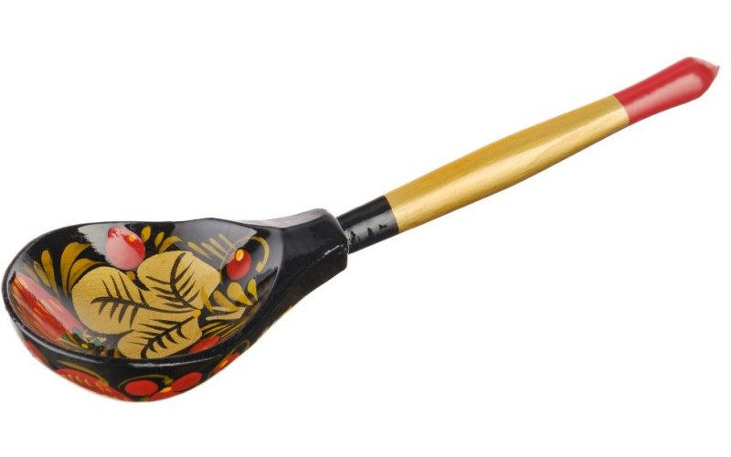 Хохлома LHL6401 Деревянная ложка полубаская, роспись хохломская традиционная