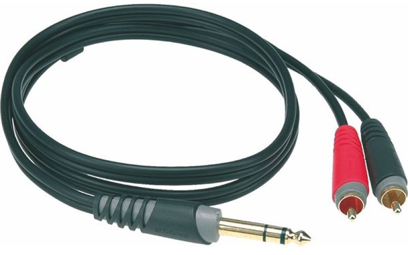Klotz AY3-0100 Коммутационный кабель Jack 6,35мм 3p-2хRCA, 1м