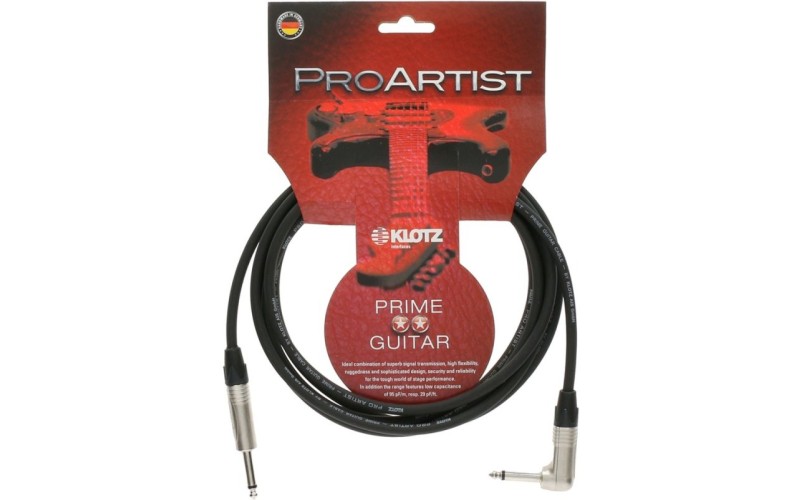 KLOTZ PRON030PR Pro Artist инструментальный кабель, разъемы Neutrik моно Jack - моно Jack угол, 3м