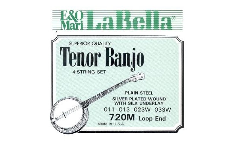 LA BELLA 720M-LE - струны для 4-струнного банджо, петля, 11-33, посеребренные, Medium