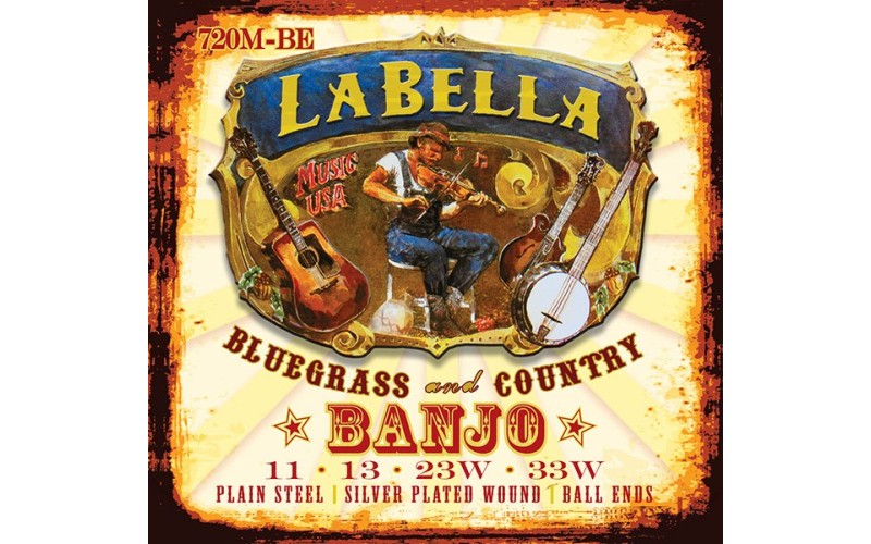 LA BELLA 720M-BE Комплект струн для банджо тенор, шарик, 11-33, посеребренные, Medium