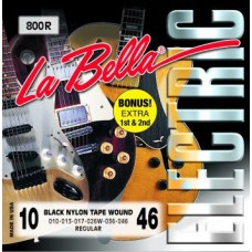 La Bella 800R Black Nylon Комплект струн для электрогитары, оплетка черный нейлон, Regular, 10-46