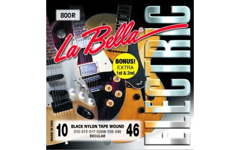 La Bella 800R Black Nylon Комплект струн для электрогитары, оплетка черный нейлон, Regular, 10-46