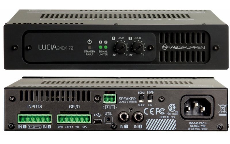 Lab.gruppen Lucia 120/1-70 1-канальный компактный усилитель для локального применения