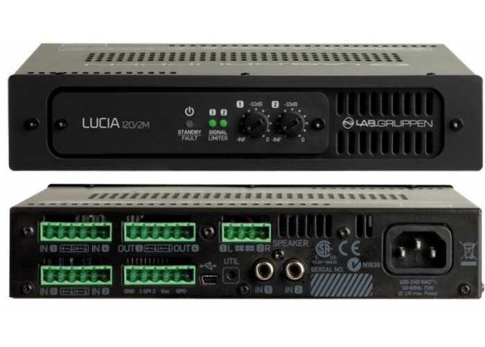 Lab.gruppen Lucia 120/2M усилитель инсталляционный, класс D, 2 канала, встроенный DSP 4 канала, 2х60