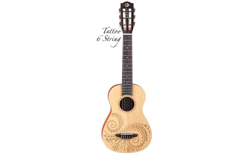 LUNA UKE TAT 6 - укулеле 6 стр, цвет натур. матовый лазерная гравировка