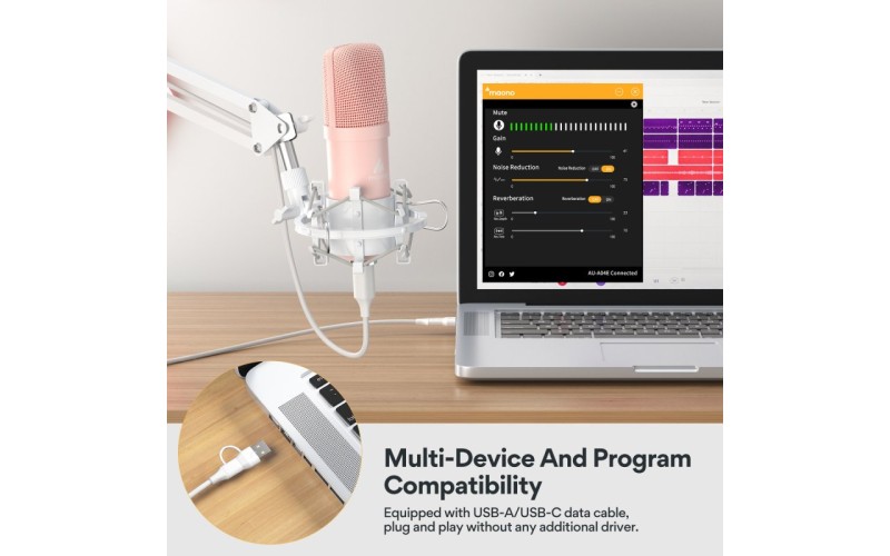 Maono AU-A04E (pink) USB микрофон конденсаторный