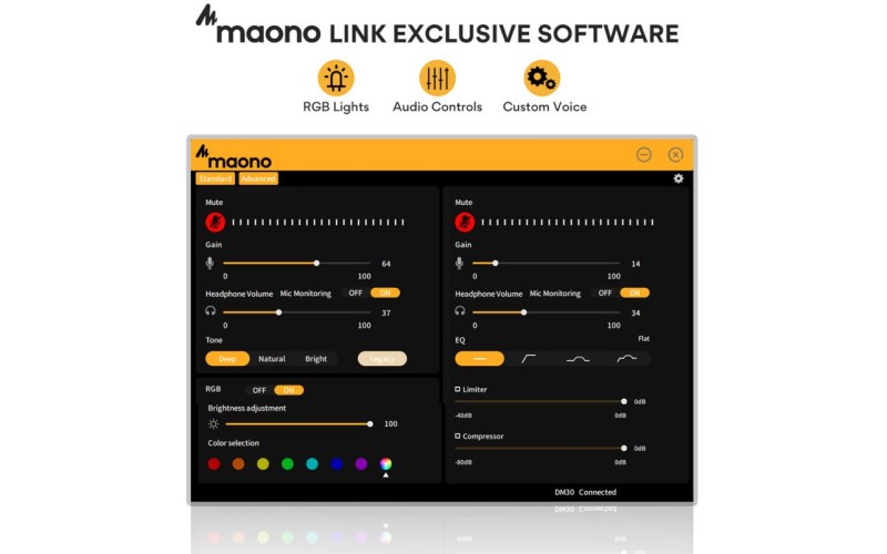 Maono DM30RGB (white) конденсаторный USB микрофон