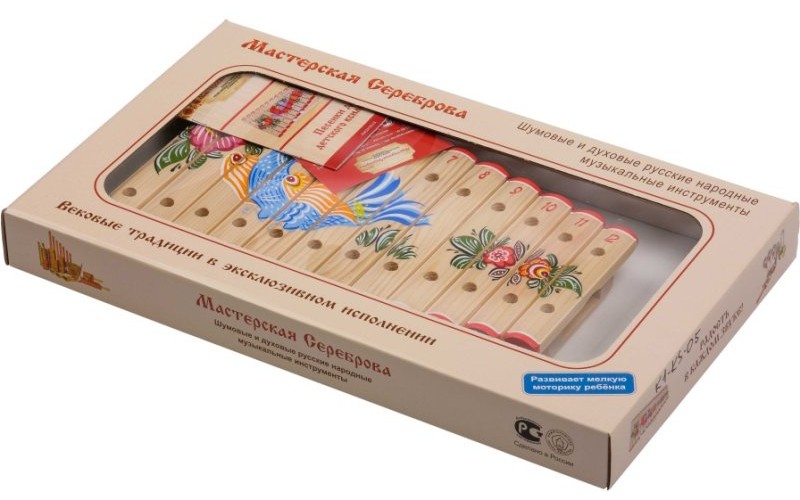 Мастерская Сереброва MS-K1-KS-05 Ксилофон диатонический (12 пластин), с росписью