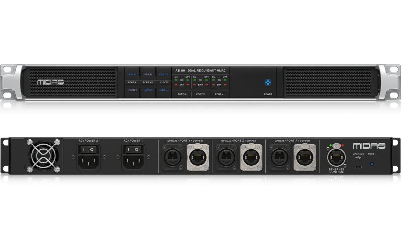 MIDAS AS80 конвертор резервирования HyperMAC, 8 вложенных каналов AES50, 192 звуковых канала 96кГц I