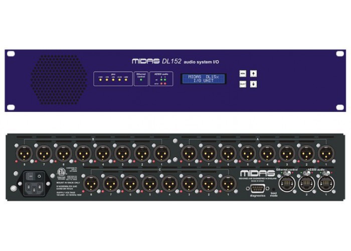 MIDAS DL152 блок 24 линейных выхода XLR, 96кГц, 2 x AES50, 2U