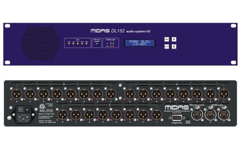 MIDAS DL152 блок 24 линейных выхода XLR, 96кГц, 2 x AES50, 2U