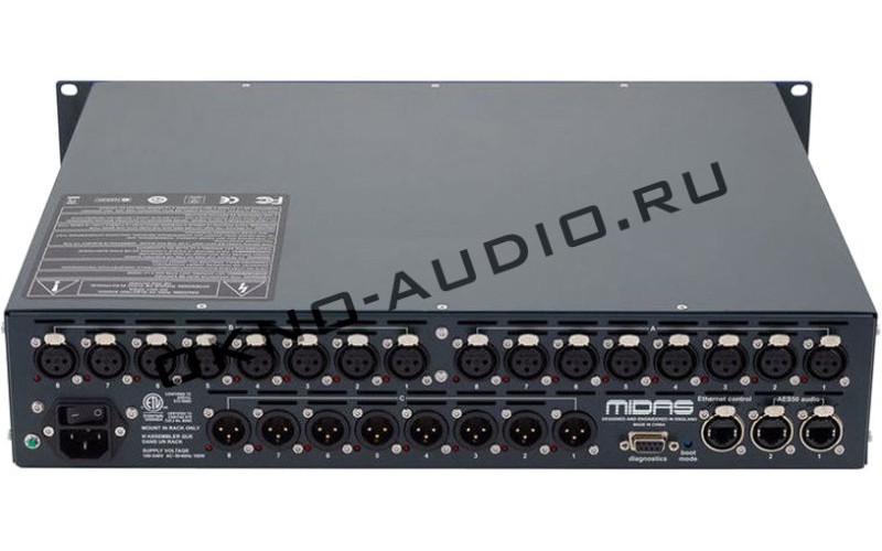 MIDAS DL153 блок 16 мик/лин входов, 8 лин выходов XLR, 48-96кГц, 2 x AES50, 2U