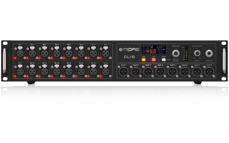 MIDAS DL16 стейдж-бокс, 16 мик/лин входов, 8 лин выходов XLR, 48 кГц, 2 x AES50, ULTRANET, 2 x ADAT,
