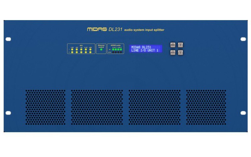 MIDAS DL231 микрофонный сплитер, 24 мик/лин входов, 24 лин вых, 2 мик преампа на вход, 48-96кГц, 2 x