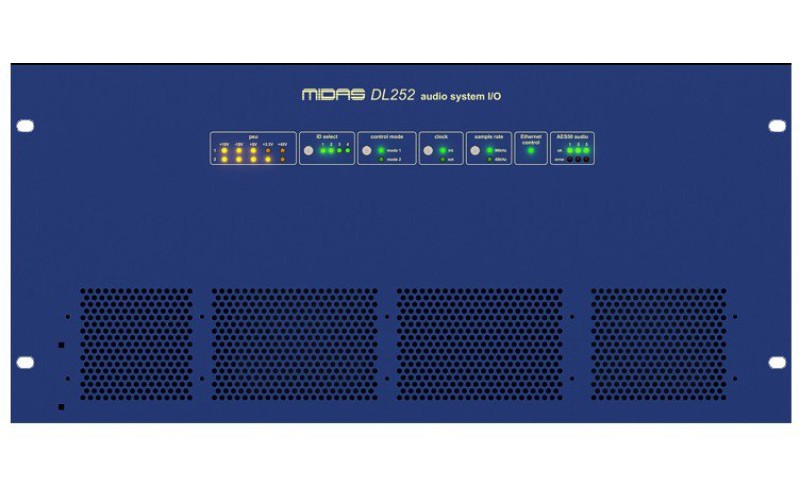 MIDAS DL252 стейдж-бокс, 16 мик/лин входа, 48 лин выходов XLR, 48-96 кГц, 3 x AES50, 2БП, 5U