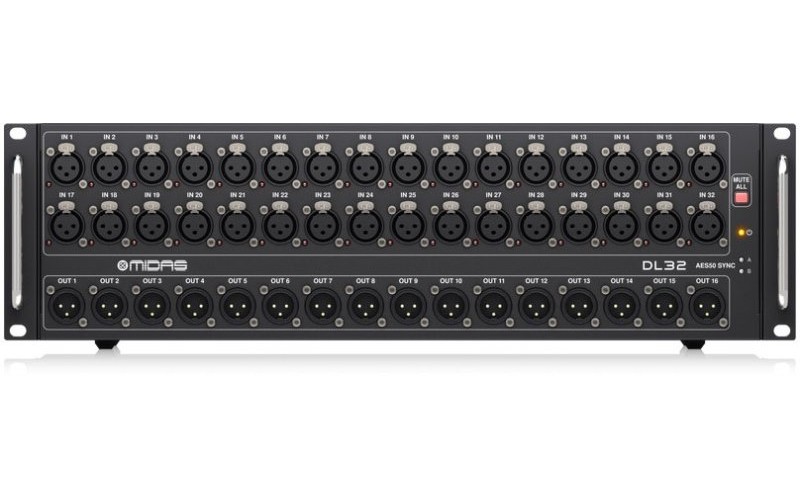 MIDAS DL32 стейдж-бокс, 32 мик/лин входов, 16 лин выходов XLR, 48 кГц, 2 x AES50, 2 x AES/EBU, ULTRA