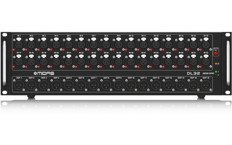 MIDAS DL32 стейдж-бокс, 32 мик/лин входов, 16 лин выходов XLR, 48 кГц, 2 x AES50, 2 x AES/EBU, ULTRA