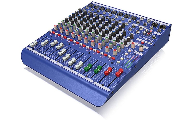 MIDAS DM12 - аналоговый микшер, 12 каналов (2 стерео), 8 мик.преампов MIDAS, 8 инсертов, 2 AUX