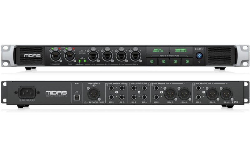 MIDAS HUB4 - коммутатор каналов AES50, AES50-B сквозной, AES50 1-4 с PoE для подключения DP48