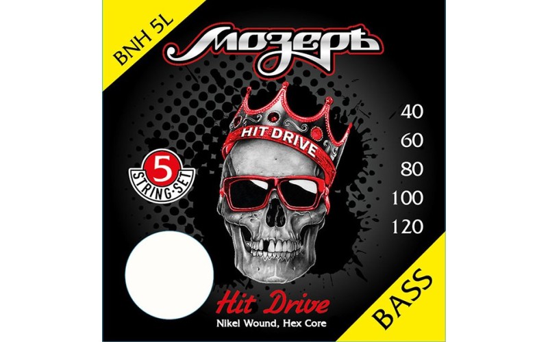 Мозеръ BNH-5L Hit Drive Комплект струн для 5-струнной бас-гитары, никелевый сплав, 40-120