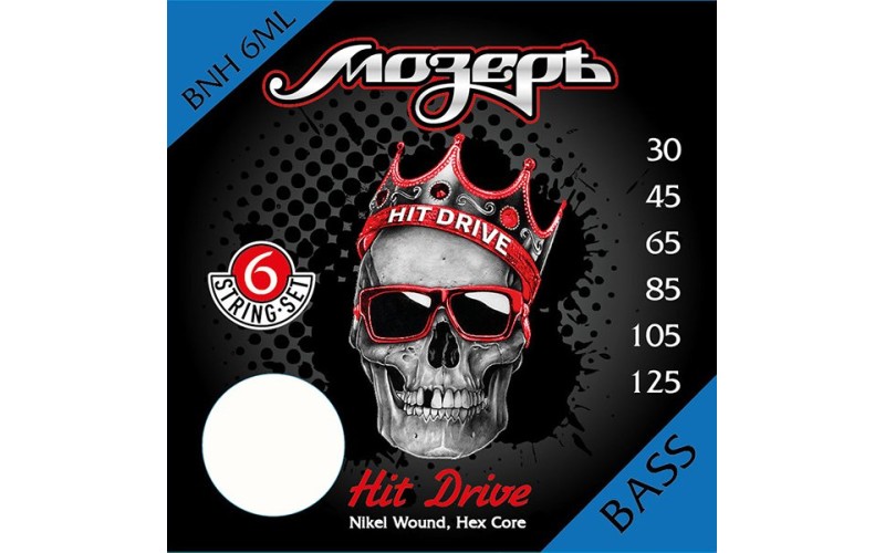 Мозеръ BNH-6МL Hit Drive Комплект струн для 6-струнной бас-гитары, никелевый сплав, 30-125
