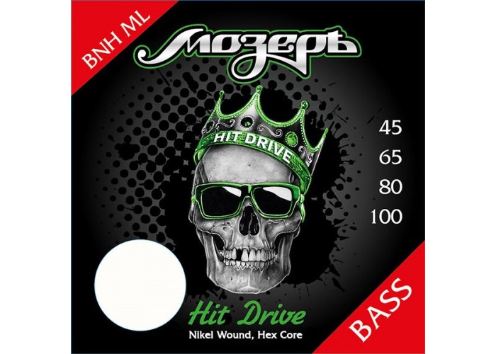 Мозеръ BNH-ML Hit Drive Комплект струн для бас-гитары, никелевый сплав, 45-100