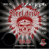 Мозеръ BSD-5L Steel Drive Комплект струн для 5-струнной бас-гитары, сталь, 40-120