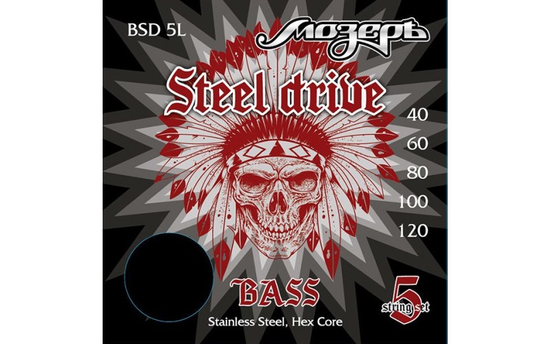 Мозеръ BSD-5L Steel Drive Комплект струн для 5-струнной бас-гитары, сталь, 40-120