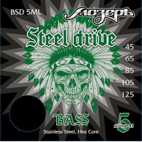 Мозеръ BSD-5ML Steel Drive Комплект струн для 5-струнной бас-гитары, сталь, 45-125