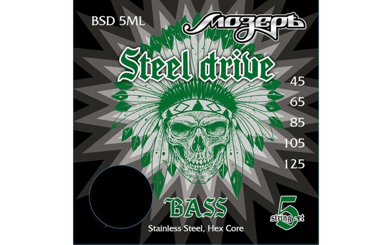 Мозеръ BSD-5ML Steel Drive Комплект струн для 5-струнной бас-гитары, сталь, 45-125
