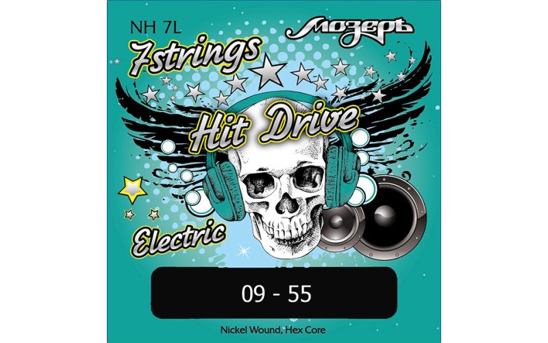 Мозеръ NH-7L Hit Drive Комплект струн для 7-струнной электрогитары, Light, 9-55, никель