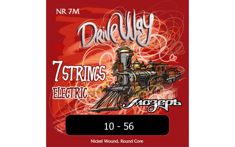 Мозеръ NR-7M Drive Way Комплект струн для 7-струнной электрогитары, никель, Medium, 10-56