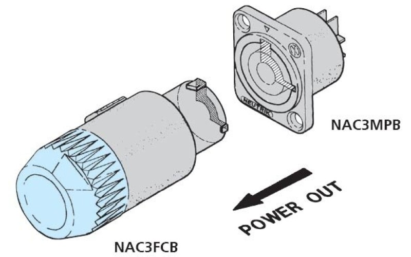 Neutrik NAC3MPB-1 - панельный разъем PowerCon, выходной (сер), 20A/250В