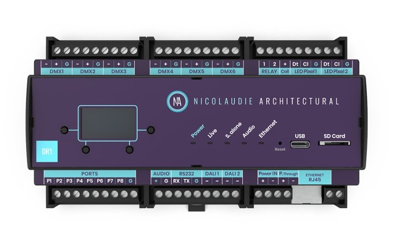 NICOLAUDIE ARCHITECTURAL DINA-DR1 LITE - DMX-интерфейс, 6х DMX512 (3072 канала), 20 зон,  2000 сцен,