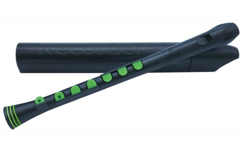 NUVO Recorder+ Black/Green with hard case блок-флейта сопрано, строй - С, немецкая система, накладка