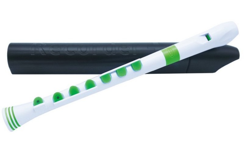 NUVO Recorder+ german White/Green with hard case блок-флейта сопрано, строй - С, немецкая система
