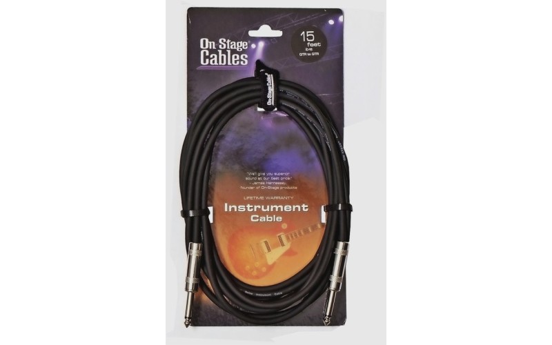 ONSTAGE IC-15 - инструментальный кабель,  6.3 джек моно <-> 6.3 джек моно , длина 4.57м