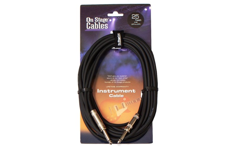 ONSTAGE IC-25 - инструментальный кабель,6.3 джек моно <-> 6.3 джек моно,  длина 7.62 м.