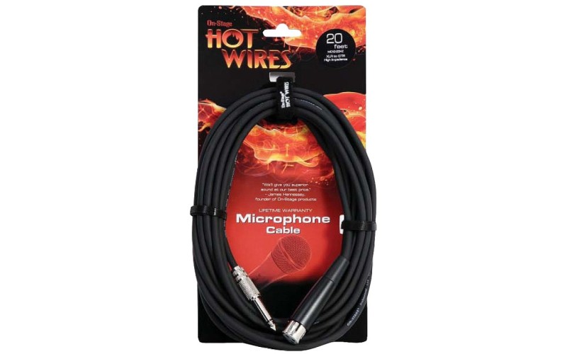 ONSTAGE MC12-25HZ - микрофонный кабель, 6,3 джек моно <-> XLR(мама), длина 7.62 м.