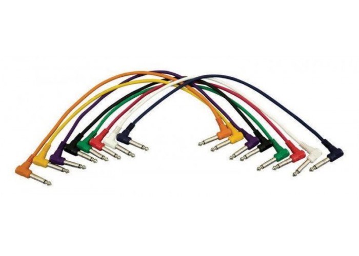 ONSTAGE PC18-17QTR-R - комплект кабелей, 6,3 джек угловой <-> 6,3 джек угловой , 43см ,(8 цветов)