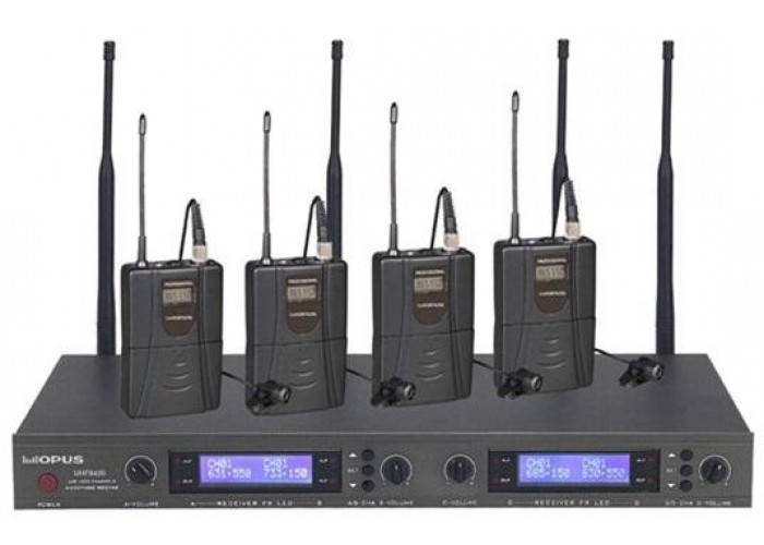 OPUS UHF 8420HS многоканальная радиосистема ручная с 4 головными микрофонами, LCD, 500-980 MHz