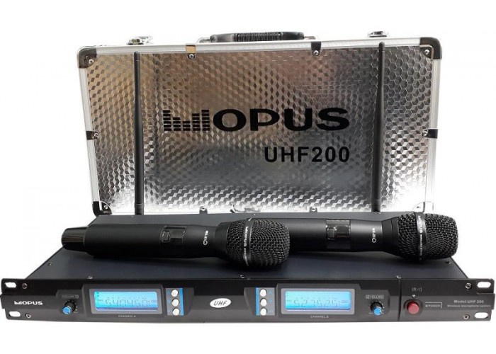 OPUS UHF KTV-200HH радиосистема ручная с 2 микрофонами, 200 каналов, алюиминиевый кейс