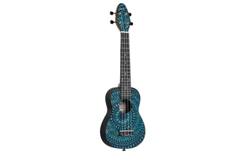 Ortega K2SS-BKC Keiki Укулеле сопрано, с чехлом, ремнем, тюнером, рисунок синий