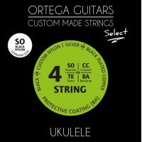 Ortega UKSBK-SO Select Комплект струн для укулеле сопрано, черный нейлон, с покрытием