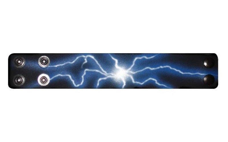 Perri's 442 (P25AB-01) - Кожаный браслет черный, стильный, разряд молнии