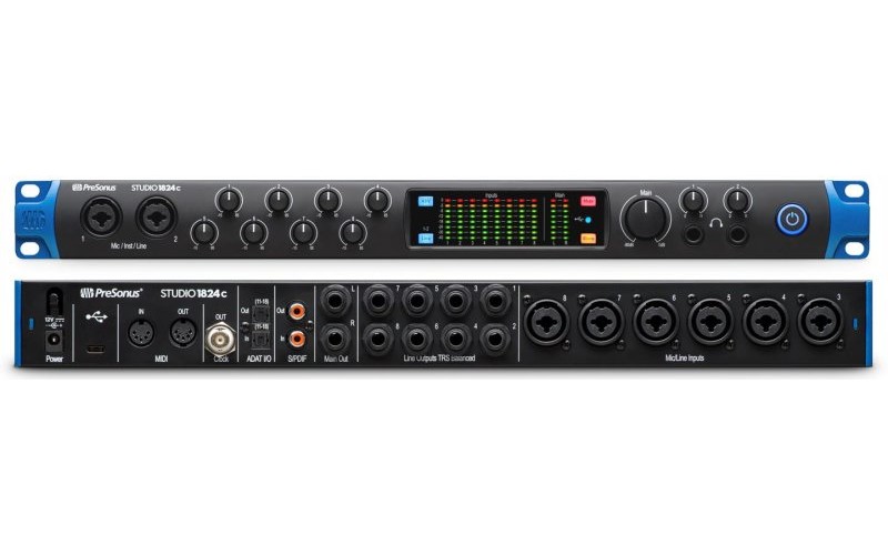 PreSonus Studio 1824C аудио/MIDI интерфейс, USB-C 2.0,18вх/18 вых каналов, предусилители XMAX,до 24