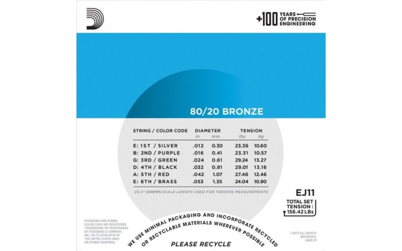 D'ADDARIO EJ11 - струны для акустической гитары